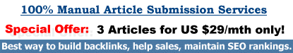 Manual Article Submission Service - 3 Articles $29/mo!